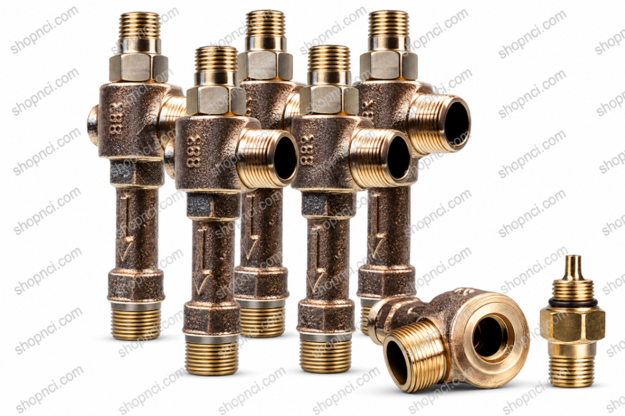 Bronze inline liquid eductor jet pump group — multiple sizes with NPT connections